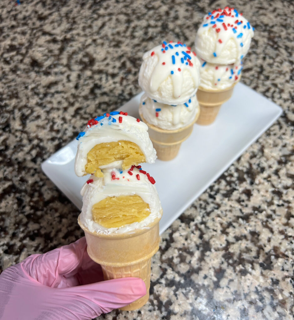 4th of July ice cream cone cake pops 